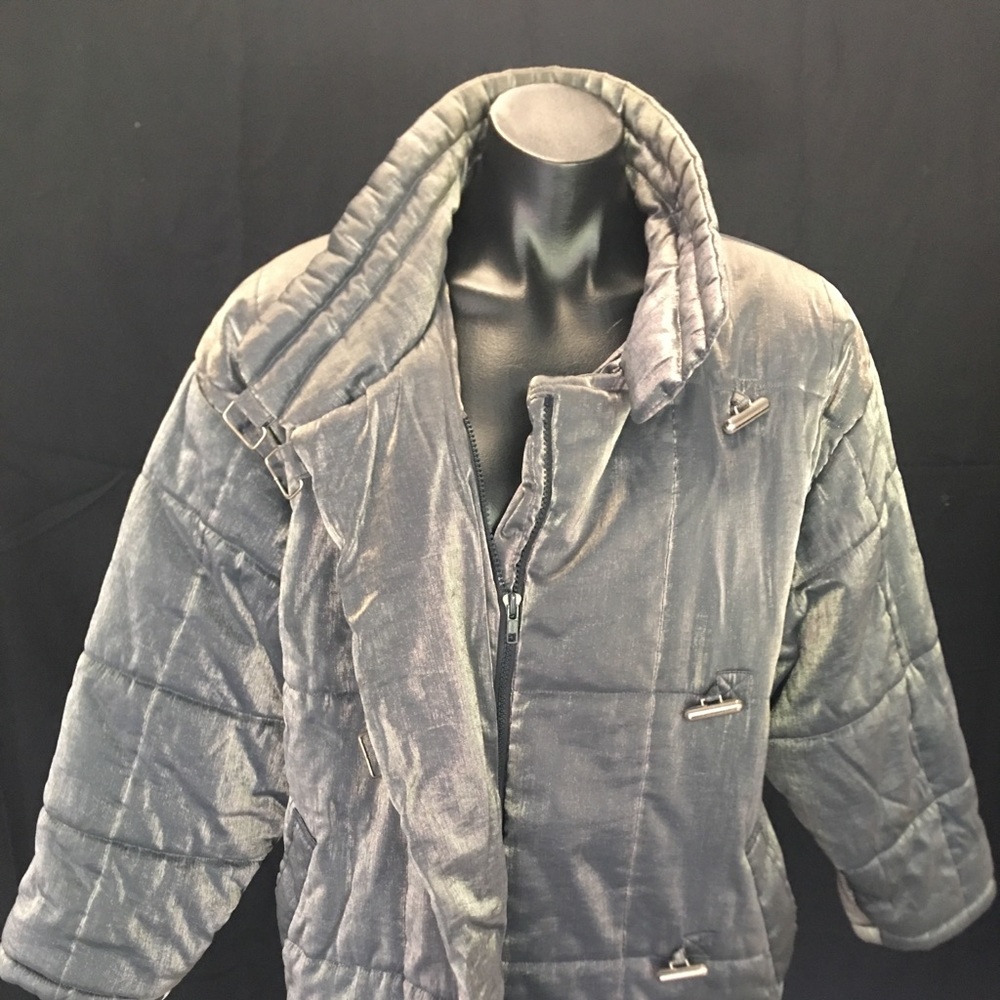Pewter metallic puffer jacket